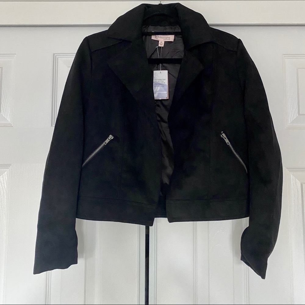 Black faux leather suede jacket